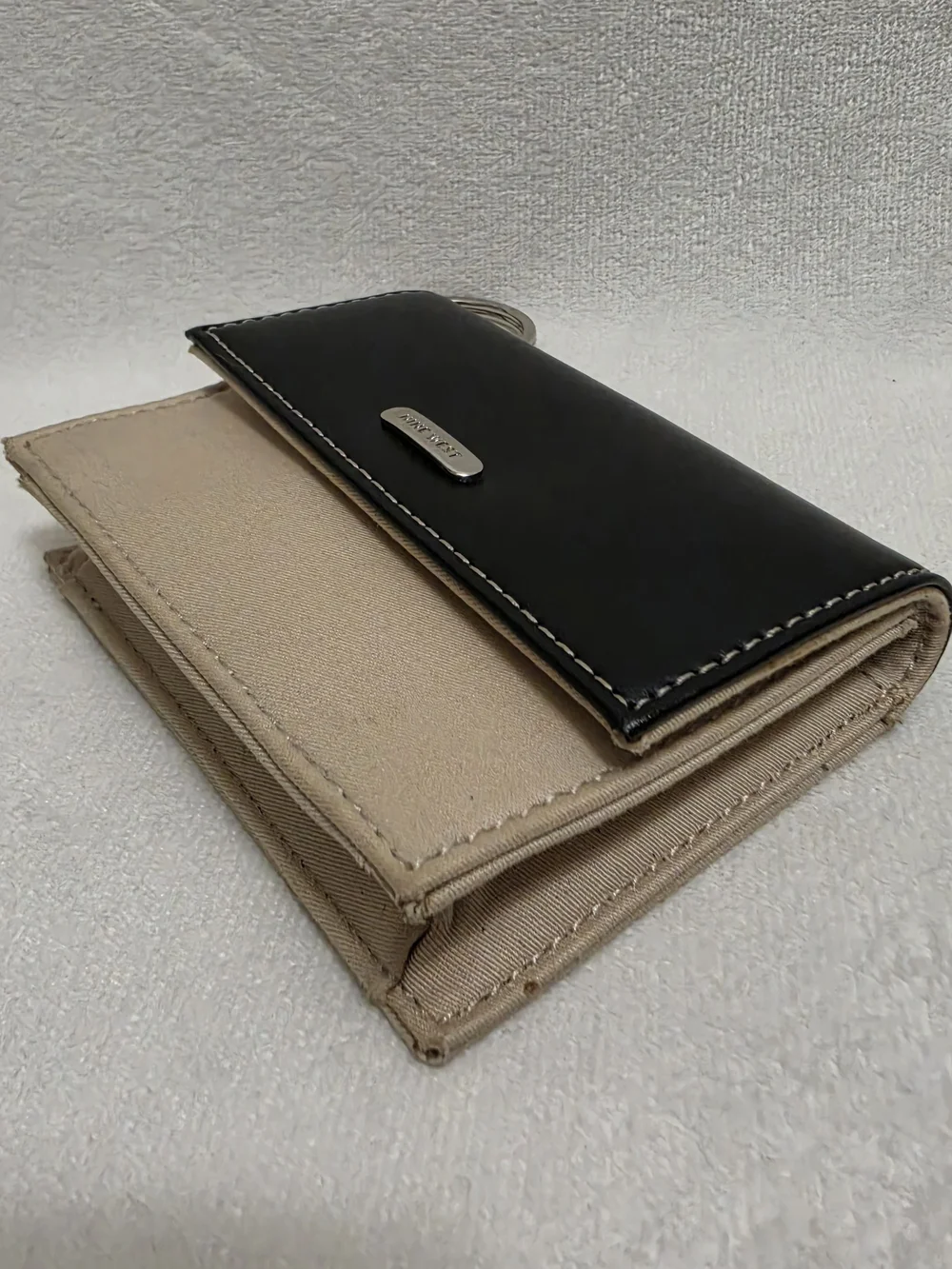 Nine West Black and Beige Compact Keyring Wallet
